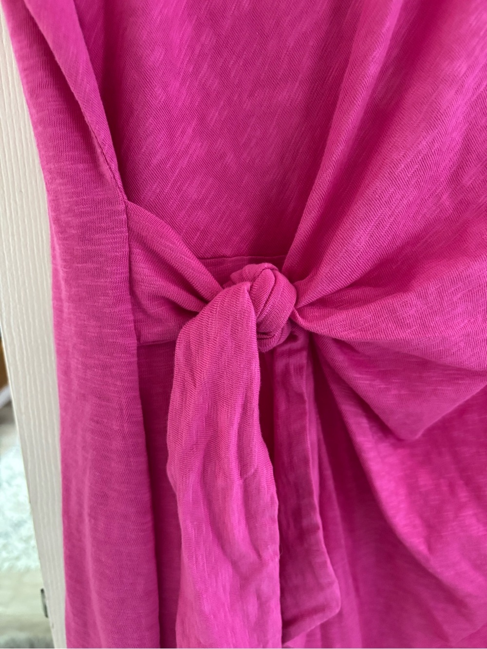 Talbots Bright Pink Tie-Waist Lace Yoke Women's Dress - Picture 6 of 7